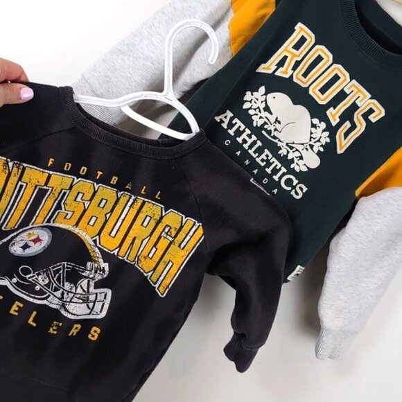 🏈👦 Lot of 2 Toddler Sweatshirts - Pittsburgh Steelers& Roots